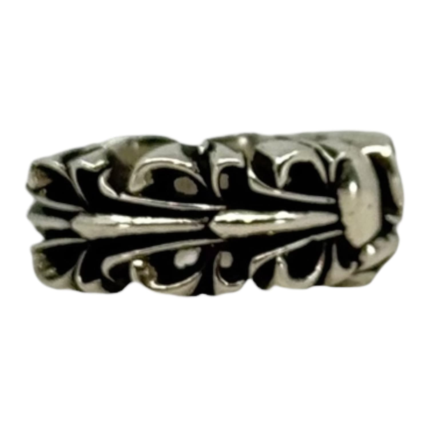 Chrome Hearts Double Floral Cross Heart Ring - US Size 7