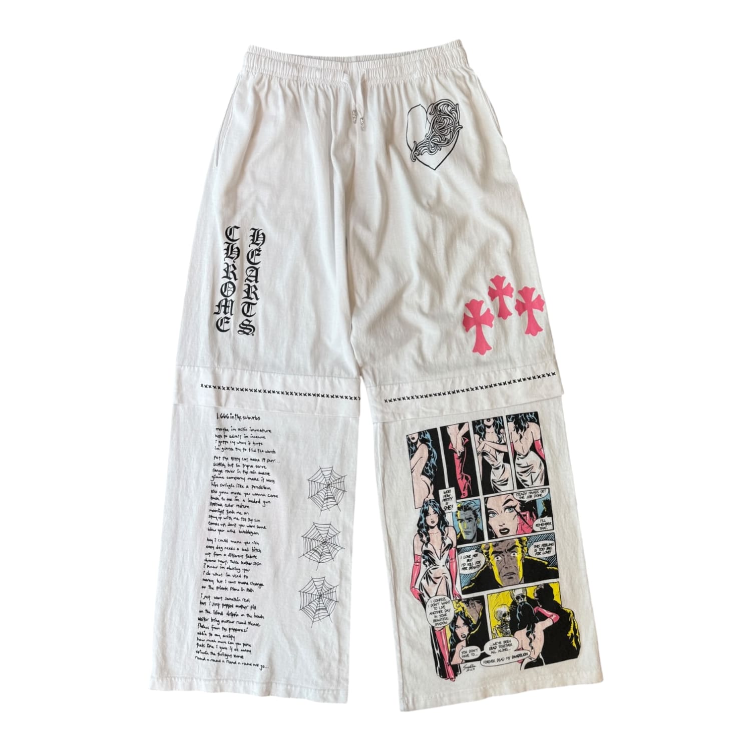 Chrome Hearts x Deadly Doll Patchwork Sweatpants White