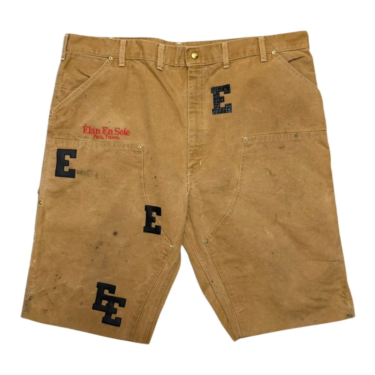 Èlan En Soie Carhartt Shorts Black Crocodile Leather Patch