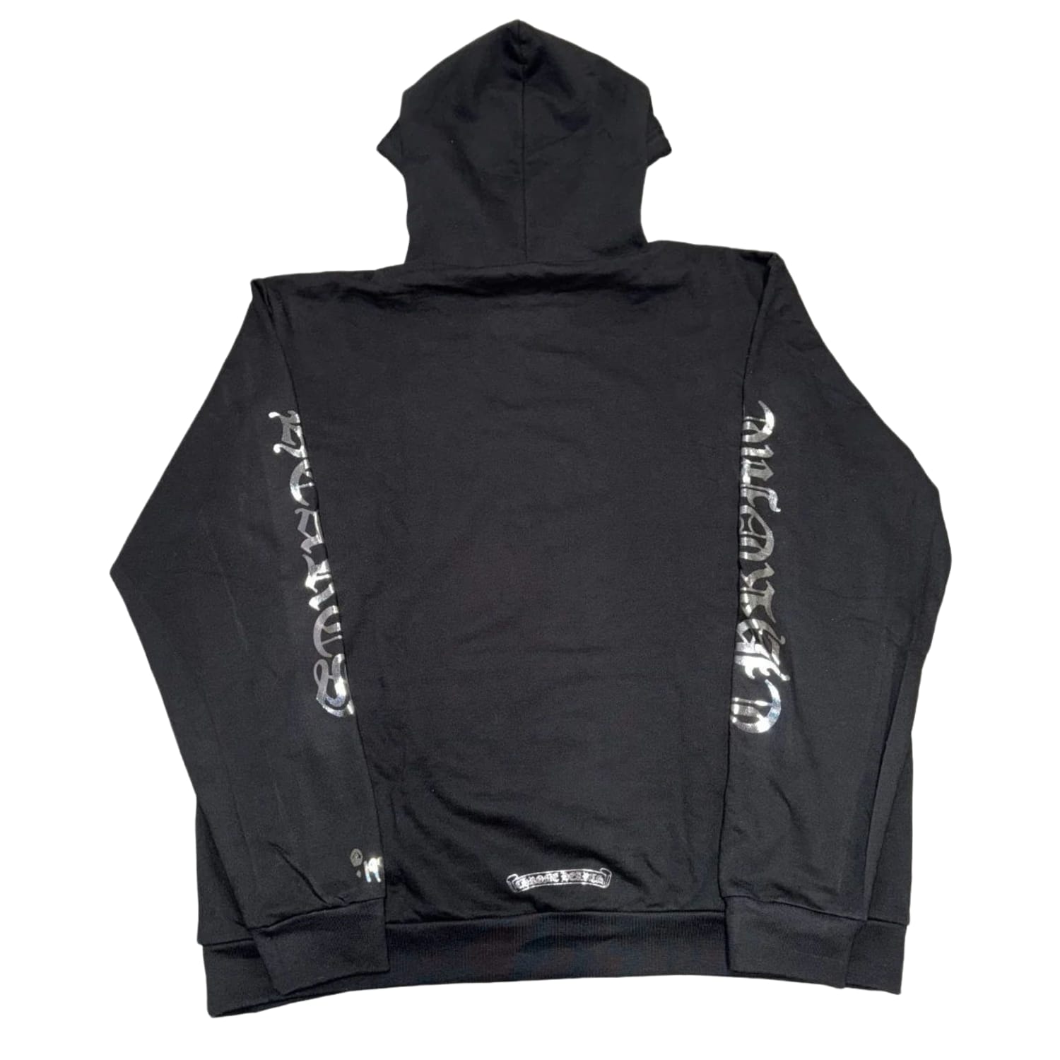 Chrome Hearts Foil Reflective Silver Vertical Logo Hoodie Black