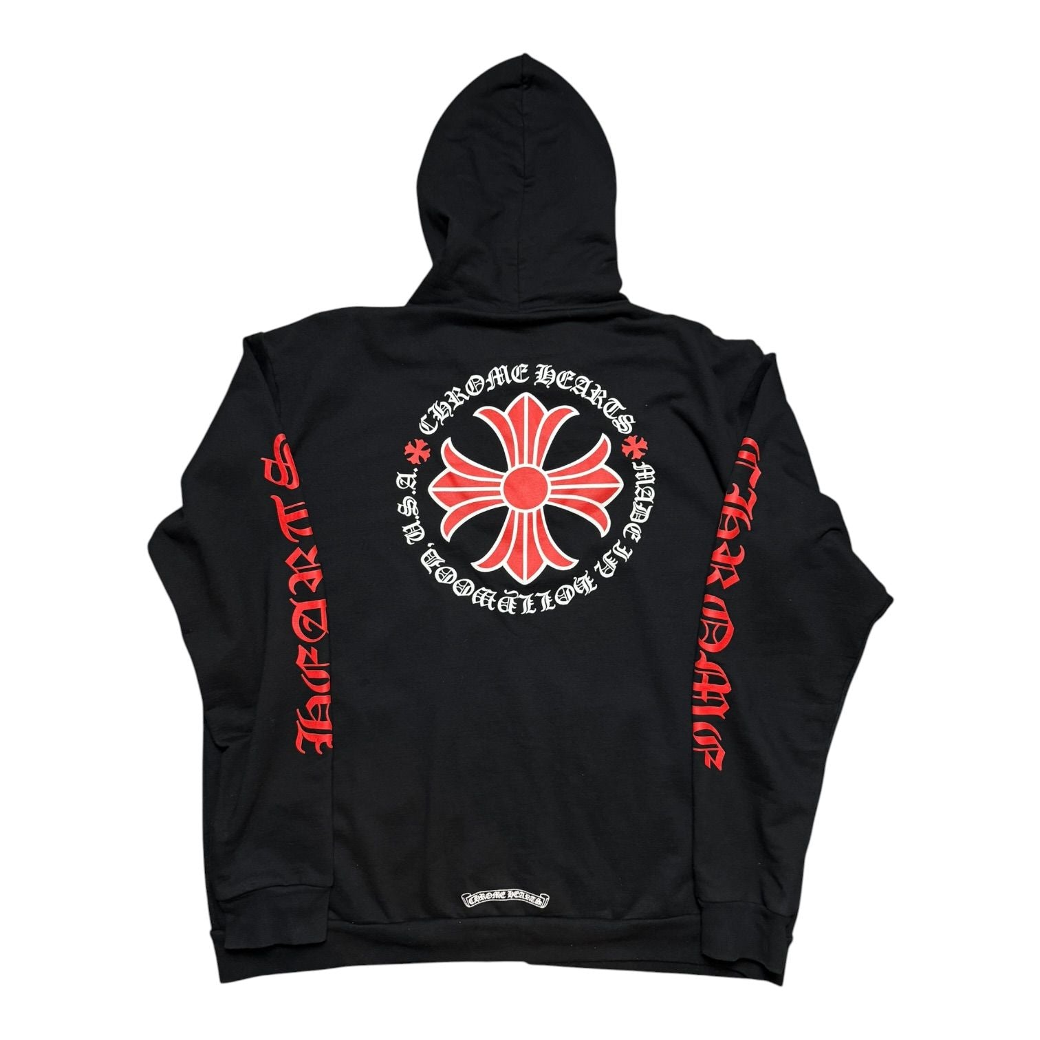 Chrome Hearts Made In Hollywood Plus Cross Zip Up Hoodie Black/Red