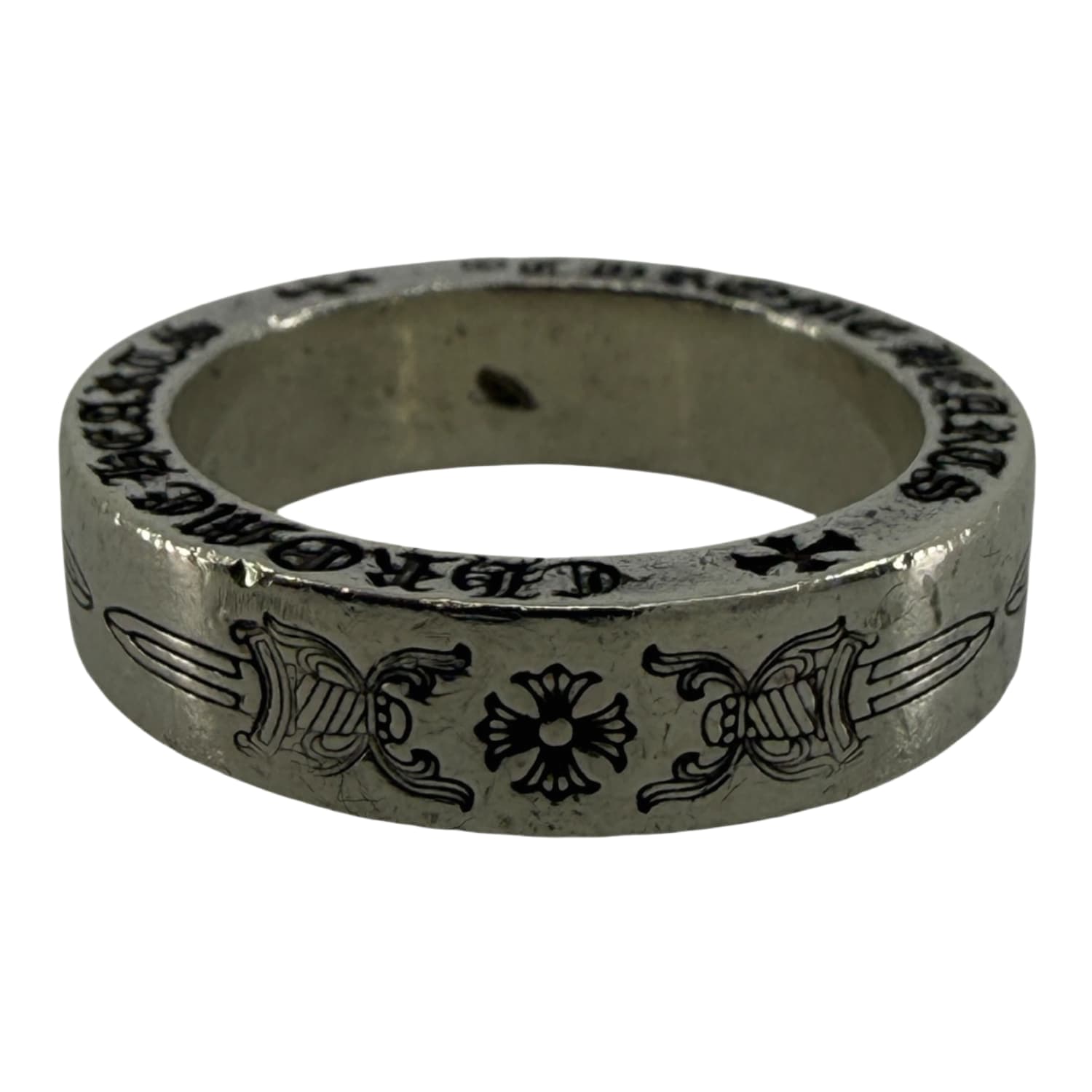 Chrome Hearts Silver Dagger Spacer Ring - US Size 9