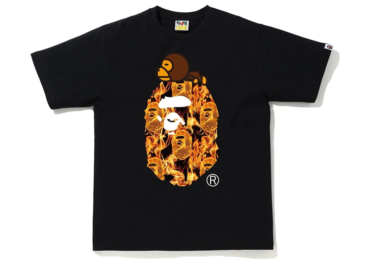 BAPE Flame Milo On Big Ape T-shirt Black/Orange
