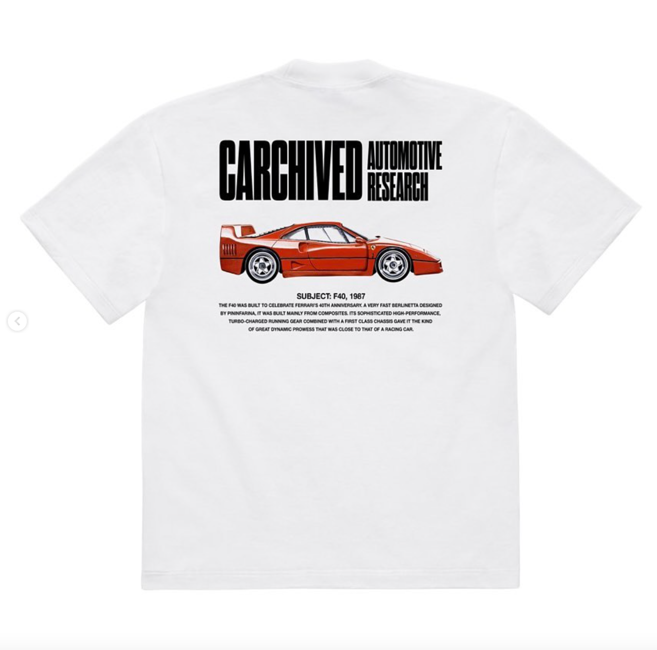 Carchived F40 T-Shirt White