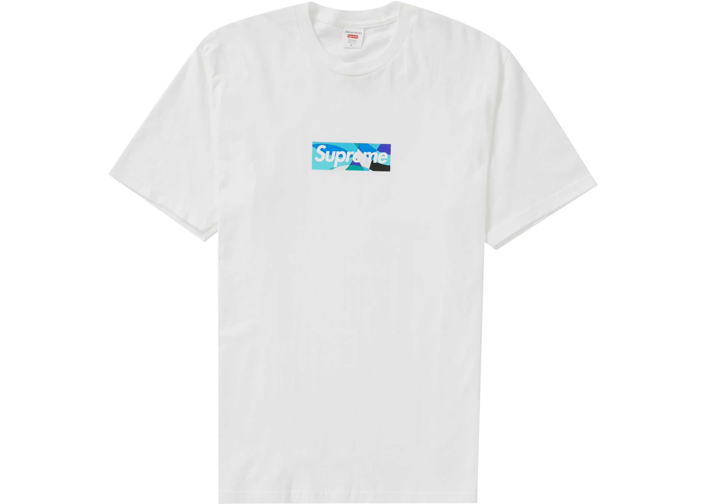 Supreme Emilio Pucci Box Logo T Shirt White Blue